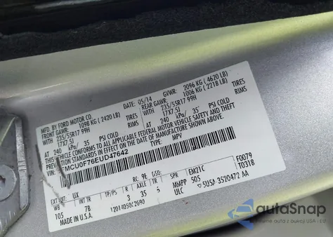 2014 Ford Escape S из США, поврежденный, VIN 1FMCU0F76EUD47642